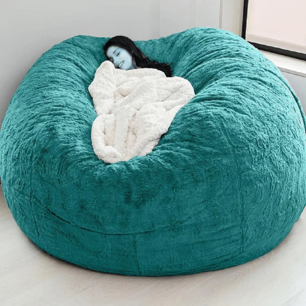 Dropshipping 6FT-7FT Light Gray Fur Giant Removable Washable Bean Bag Cover (No  Filler) Comfortable Living Room Sofa Furniture