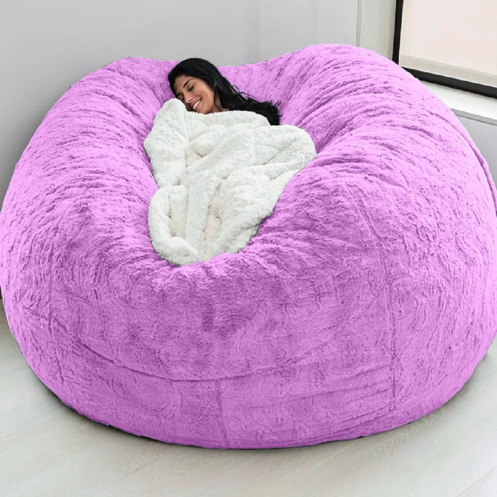 Dropshipping 6FT-7FT Light Gray Fur Giant Removable Washable Bean Bag Cover (No  Filler) Comfortable Living Room Sofa Furniture