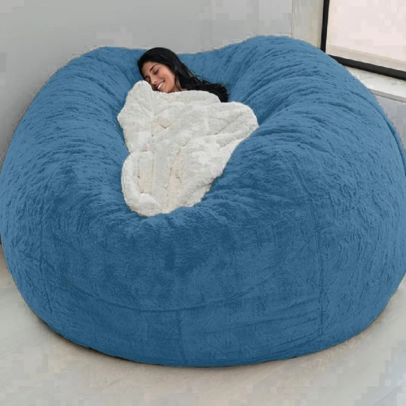 Dropshipping 6FT-7FT Light Gray Fur Giant Removable Washable Bean Bag Cover (No  Filler) Comfortable Living Room Sofa Furniture