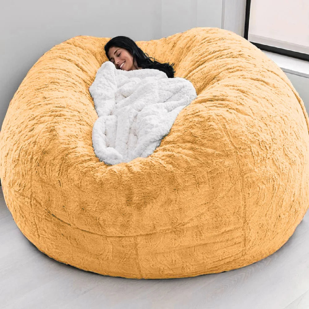 Dropshipping 6FT-7FT Light Gray Fur Giant Removable Washable Bean Bag Cover (No  Filler) Comfortable Living Room Sofa Furniture