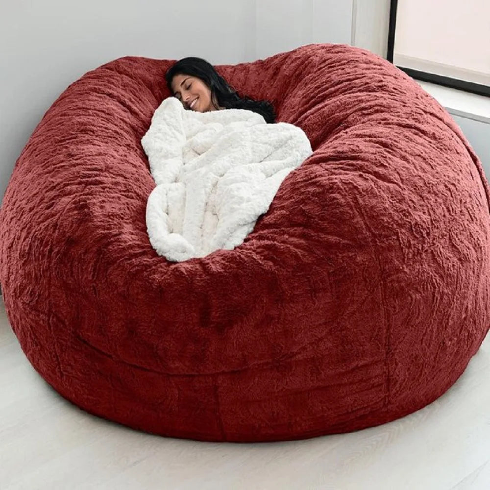 Dropshipping 6FT-7FT Light Gray Fur Giant Removable Washable Bean Bag Cover (No  Filler) Comfortable Living Room Sofa Furniture