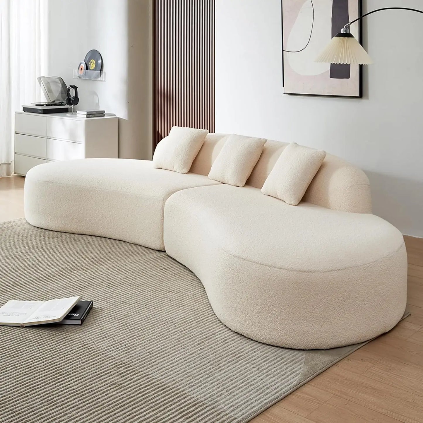 119.29“ Modern Curved Sectional Sofa, Comfortable Upholstered Foam-Filled Sectional Sofa Couch, Oversized Cloud Sofa