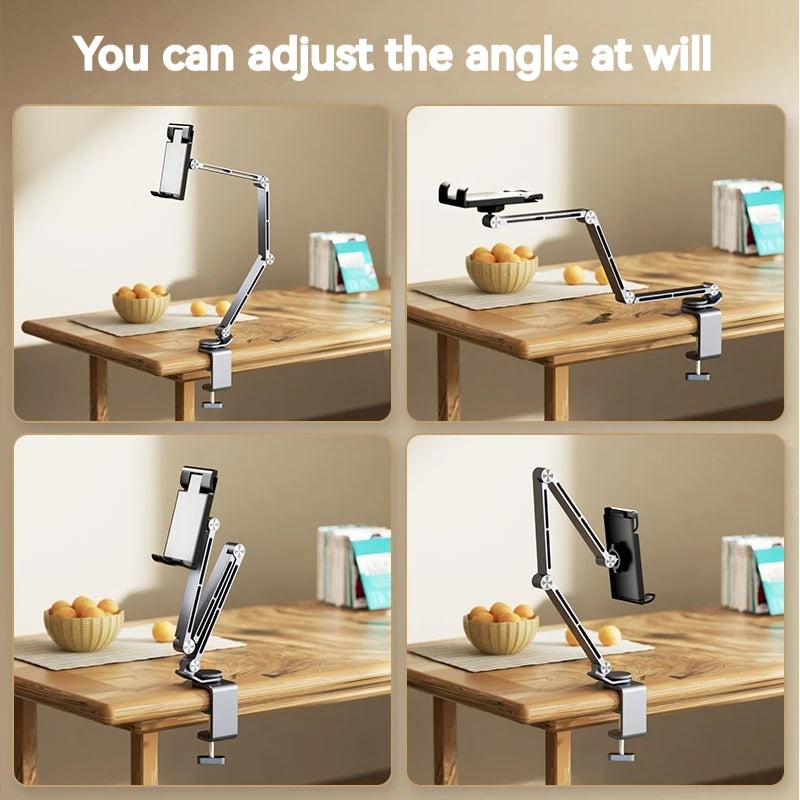 Tablet Holder Stand Phone Clip Holder Aluminum Alloy Rotatable Cantilever Home Live Desktop Holder for Ipad Pro Folding Bracket