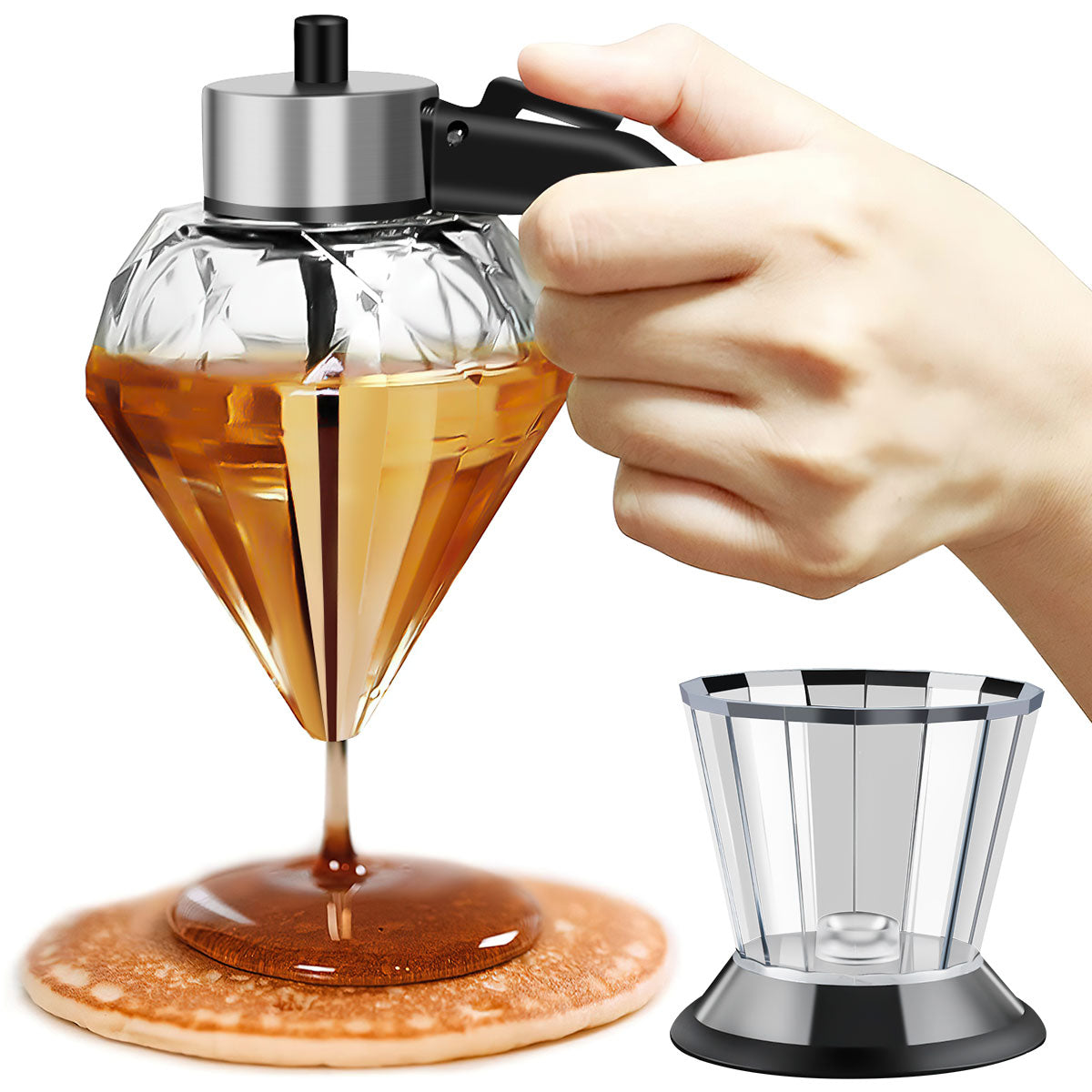 Diamond Shaped Glass Honey Dispenser 200ml Large Capacity Multifunctional Oil Bottle Vinegar and Sauce Dispensers Kitchen Tool