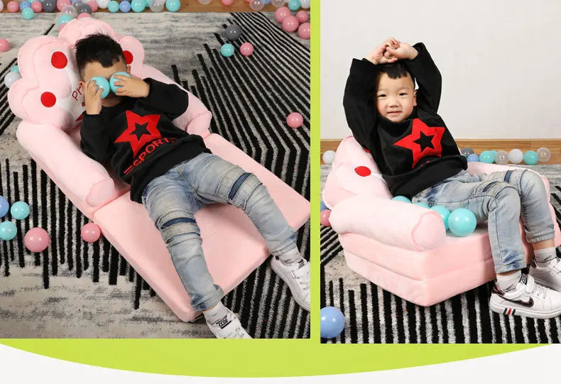 MOMO Children Sofa Cute Cartoon Lazy Folding Small Sofa Bed Girl Princess Baby Toddler Dual-purpose Small Child Seat