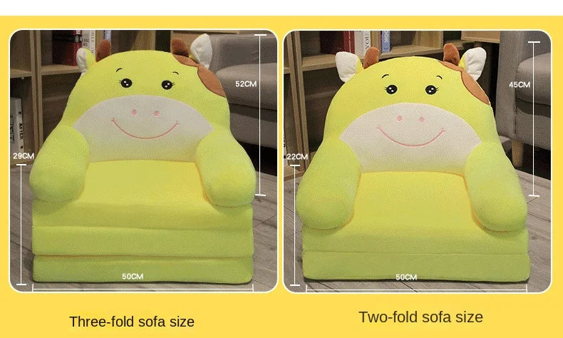 MOMO Children Sofa Cute Cartoon Lazy Folding Small Sofa Bed Girl Princess Baby Toddler Dual-purpose Small Child Seat