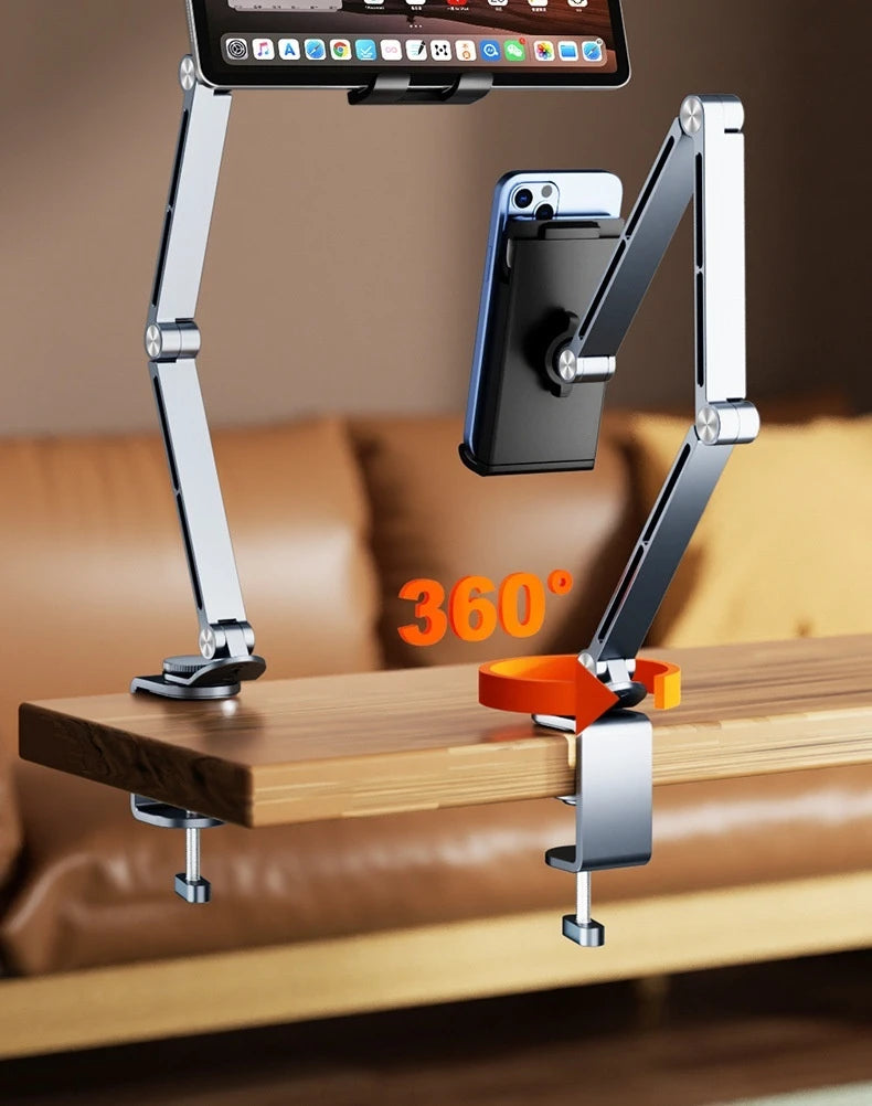 Tablet Holder Stand Phone Clip Holder Aluminum Alloy Rotatable Cantilever Home Live Desktop Holder for Ipad Pro Folding Bracket