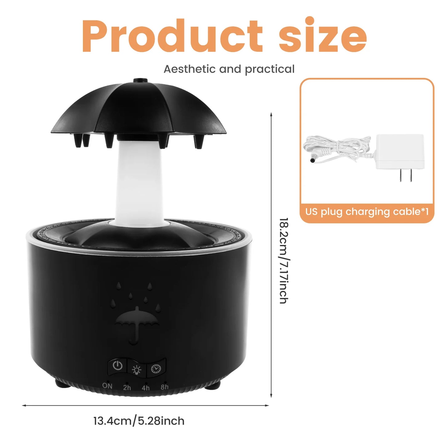 Rain Umbrella Humidifier with 7 Colors LED Light 300ml Rain Humidifier with Timer Soothing Aroma Diffuser Water Drip Humidifier