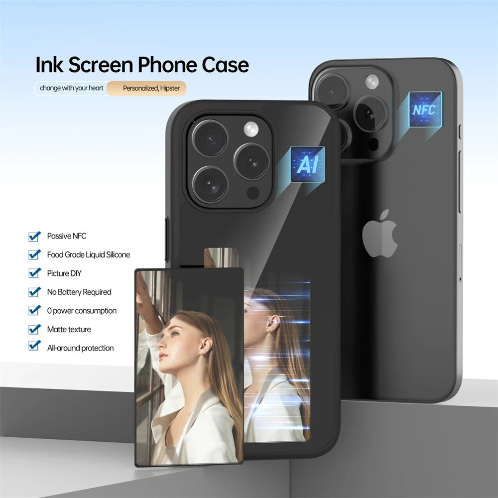 NFC Function Phone Case 3.7 Inches Screen Display Mob for IPhone 15 14 13 Wireless Transmission Screen Projection Phone Case