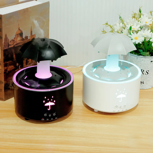 Rain Umbrella Humidifier with 7 Colors LED Light 300ml Rain Humidifier with Timer Soothing Aroma Diffuser Water Drip Humidifier