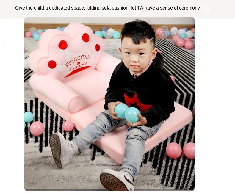 MOMO Children Sofa Cute Cartoon Lazy Folding Small Sofa Bed Girl Princess Baby Toddler Dual-purpose Small Child Seat