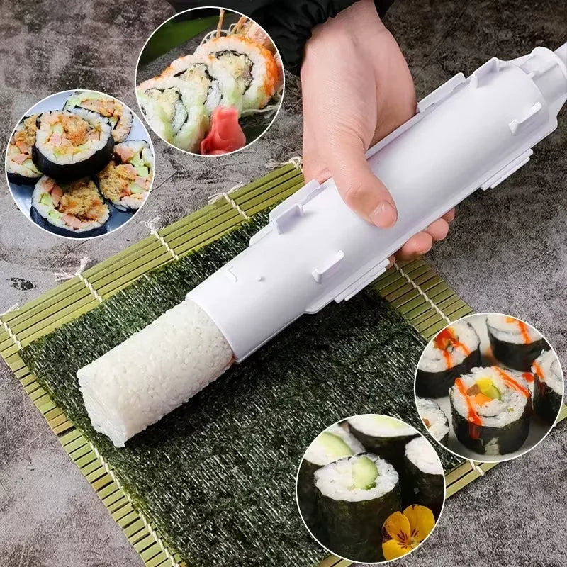 Sushi Maker Mold Food Grade Plastic Sushi Roller Mold Cylindrical Diy Sushi Making Kit Machine for Kitchen Sushi Cooking Rolls