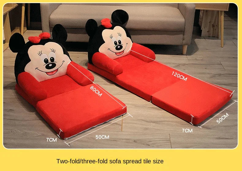 MOMO Children Sofa Cute Cartoon Lazy Folding Small Sofa Bed Girl Princess Baby Toddler Dual-purpose Small Child Seat