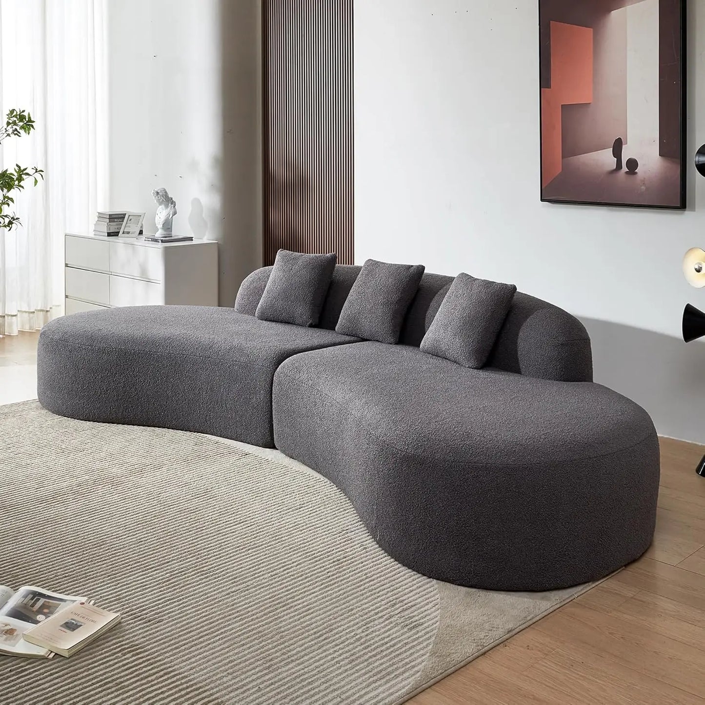 119.29“ Modern Curved Sectional Sofa, Comfortable Upholstered Foam-Filled Sectional Sofa Couch, Oversized Cloud Sofa