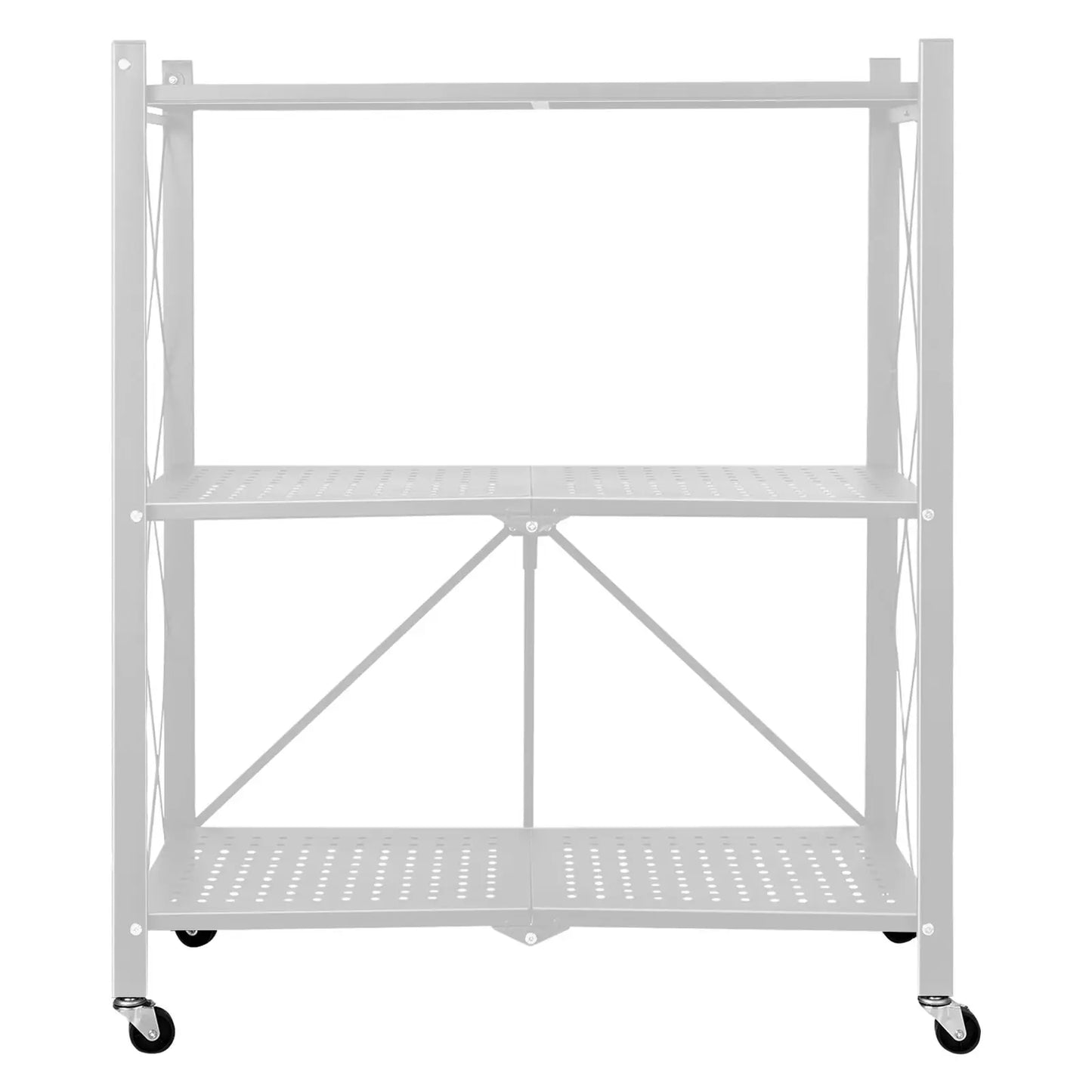 US 3/4Tier Foldable Heavy Duty Metal Rack Storage Shelving Unit w/ Wheels,New-