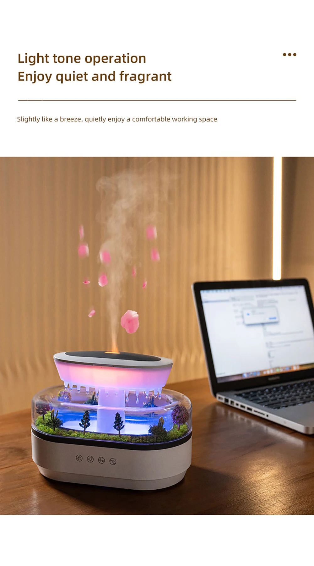 Aroma Humidifier Raindrop Air Humidifier Colorful Light White Noise Essemtial Oil Diffuser Home Ultrasonic Fragrance Diffuser