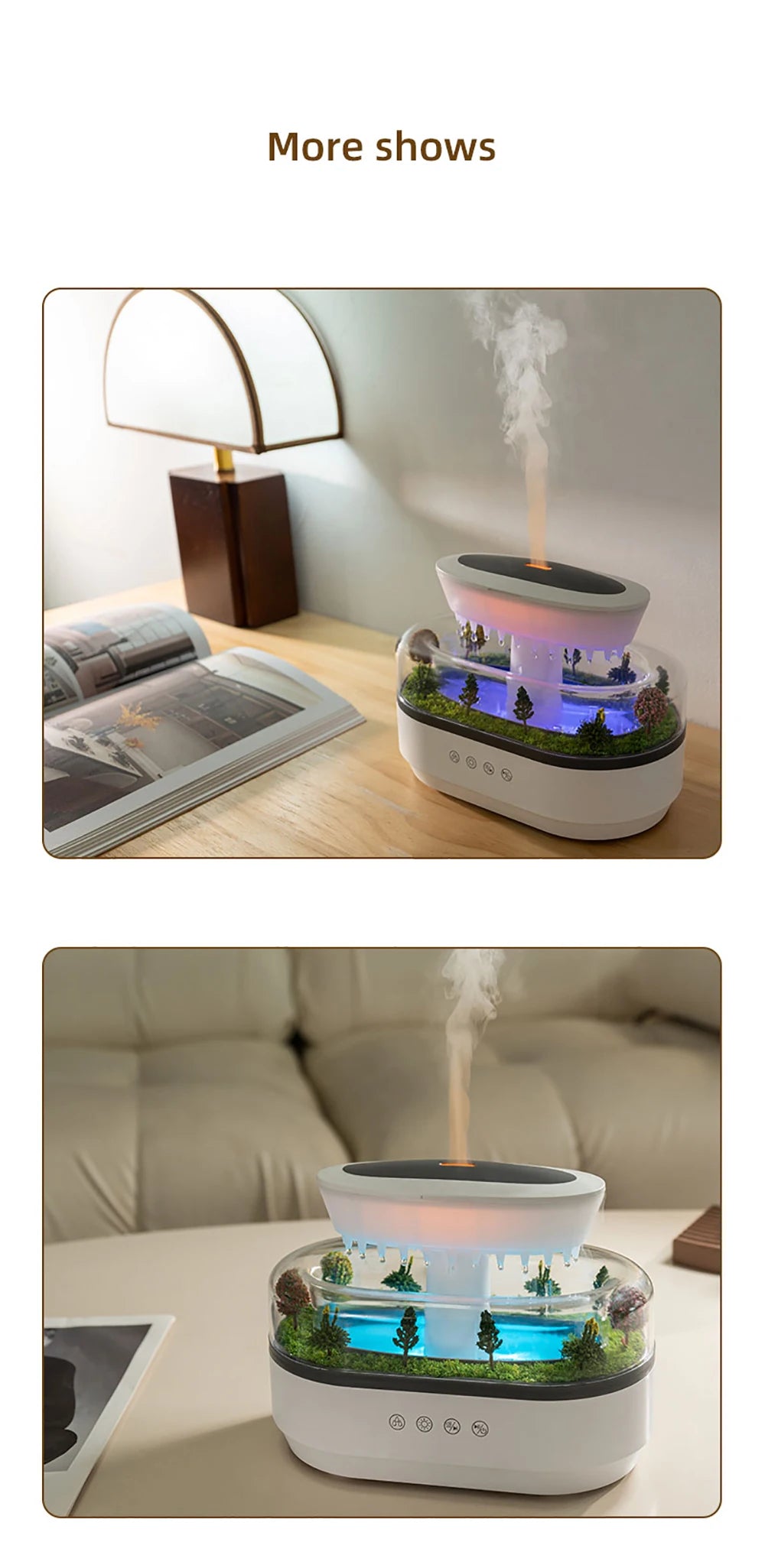 Aroma Humidifier Raindrop Air Humidifier Colorful Light White Noise Essemtial Oil Diffuser Home Ultrasonic Fragrance Diffuser