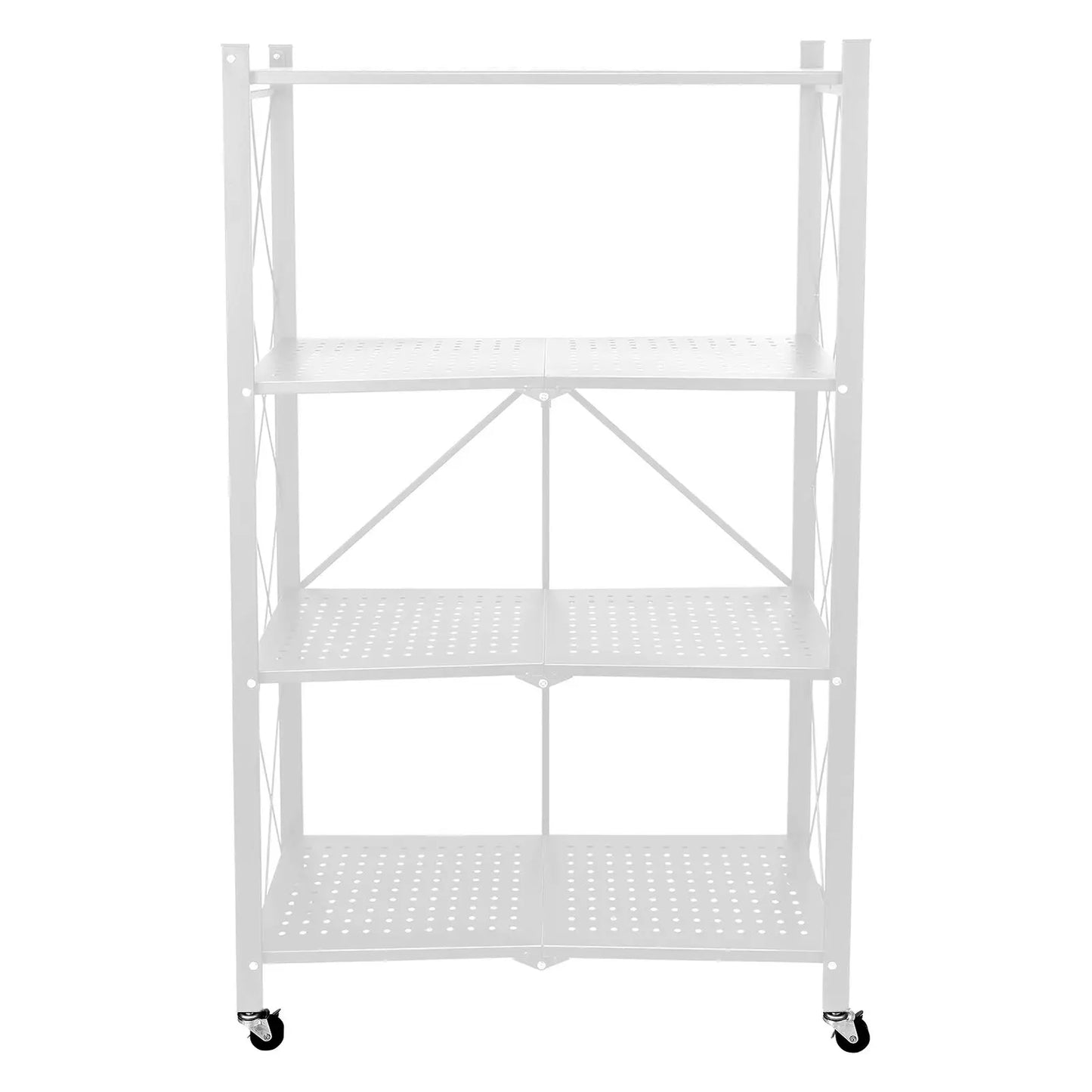 US 3/4Tier Foldable Heavy Duty Metal Rack Storage Shelving Unit w/ Wheels,New-