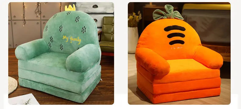 MOMO Children Sofa Cute Cartoon Lazy Folding Small Sofa Bed Girl Princess Baby Toddler Dual-purpose Small Child Seat