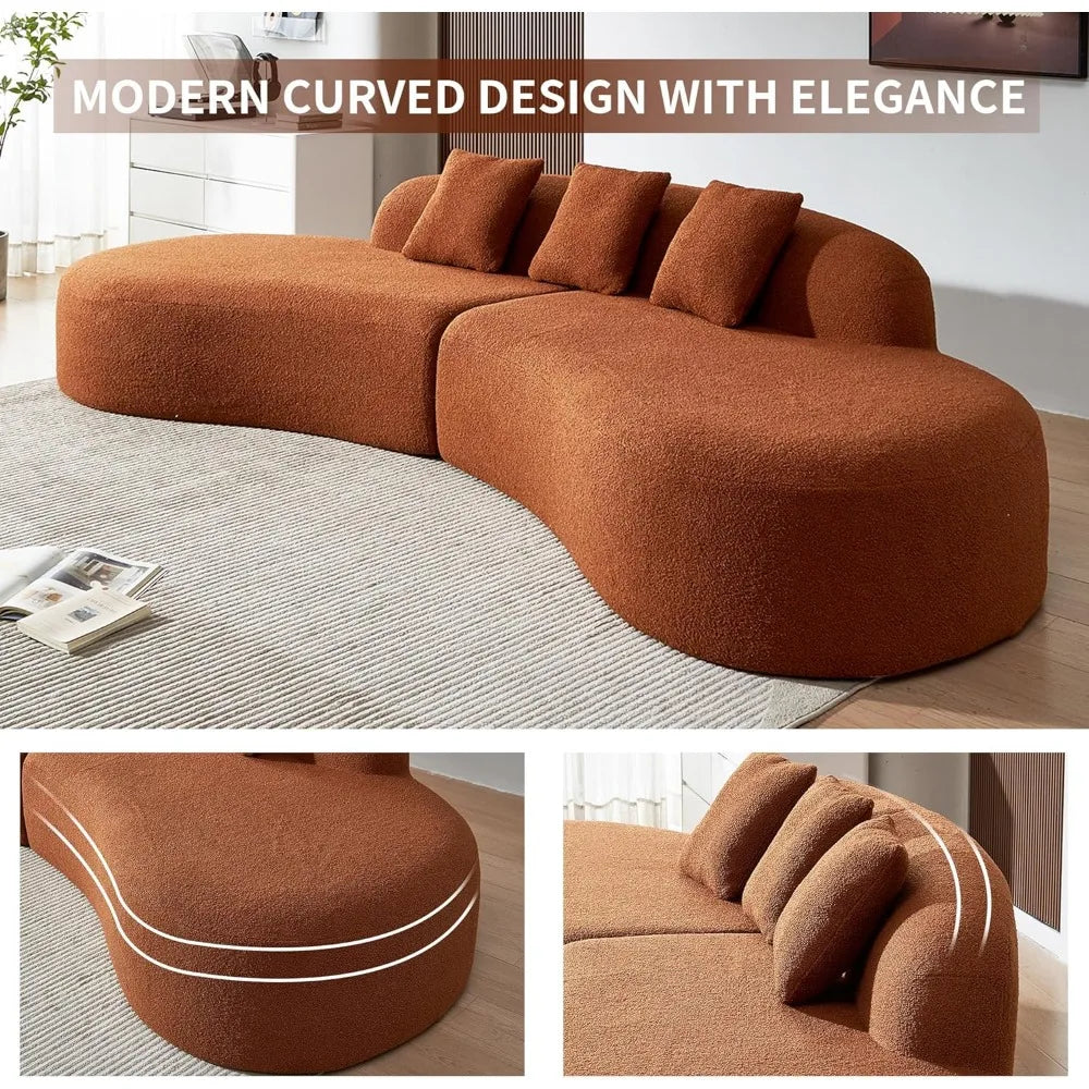 119.29“ Modern Curved Sectional Sofa, Comfortable Upholstered Foam-Filled Sectional Sofa Couch, Oversized Cloud Sofa