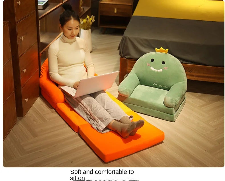 MOMO Children Sofa Cute Cartoon Lazy Folding Small Sofa Bed Girl Princess Baby Toddler Dual-purpose Small Child Seat