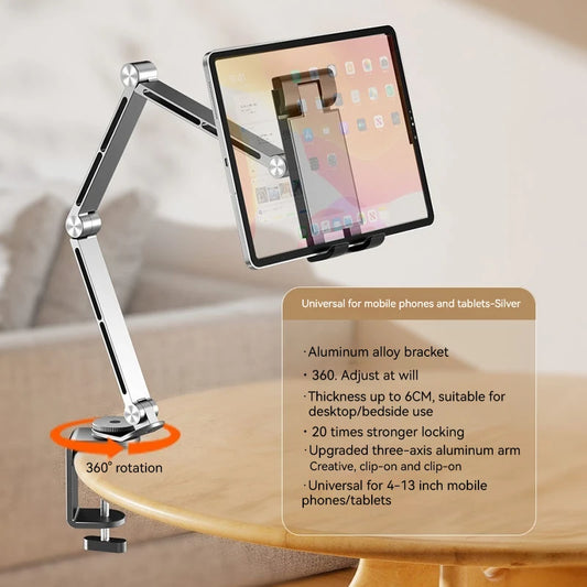 Tablet Holder Stand Phone Clip Holder Aluminum Alloy Rotatable Cantilever Home Live Desktop Holder for Ipad Pro Folding Bracket