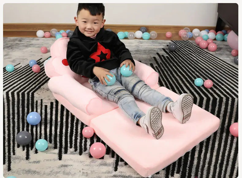 MOMO Children Sofa Cute Cartoon Lazy Folding Small Sofa Bed Girl Princess Baby Toddler Dual-purpose Small Child Seat