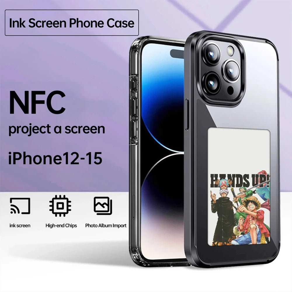 NFC Function Phone Case 3.7 Inches Screen Display Mob for IPhone 15 14 13 Wireless Transmission Screen Projection Phone Case