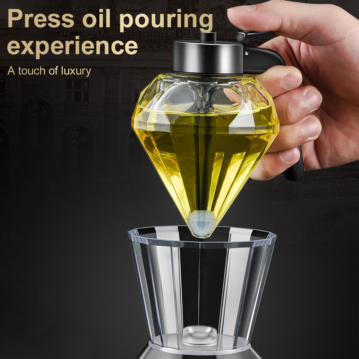 Diamond Shaped Glass Honey Dispenser 200ml Large Capacity Multifunctional Oil Bottle Vinegar and Sauce Dispensers Kitchen Tool