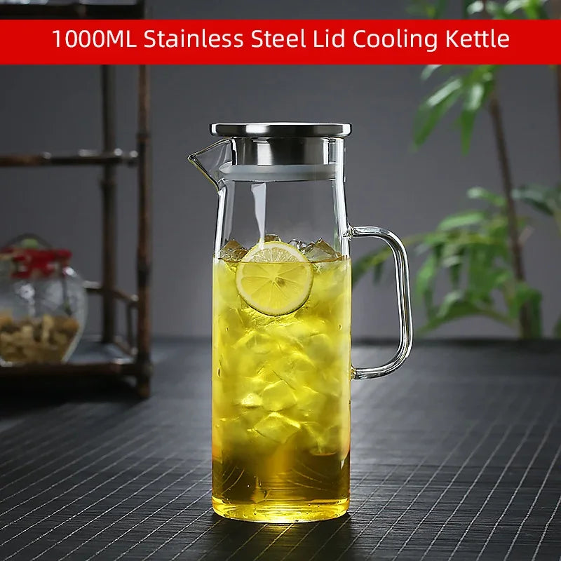 Glass Pitcher with Lid,1.5 Litre Glass Jug with Sealed Lid,Beverage Pitcher for Hot/Cold Water,Iced Tea and Juice Drink