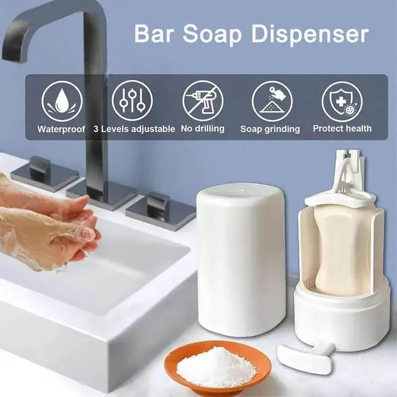 Soap Grinder for Bar Soap Wall-Mounted, No Drilling Waterproof Soap Container Cheese Grinder for Travel Kitchen Bathroom